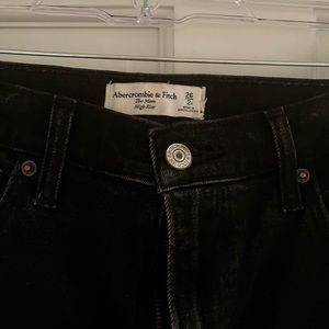 Abercrombie mom high rise black destroyed jeans
